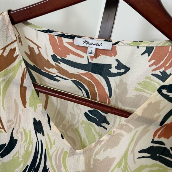 Madewell V-Neck Ruffle Cuff Semi Sheer Blouse Size Large AJ996 - Picture 2 of 4